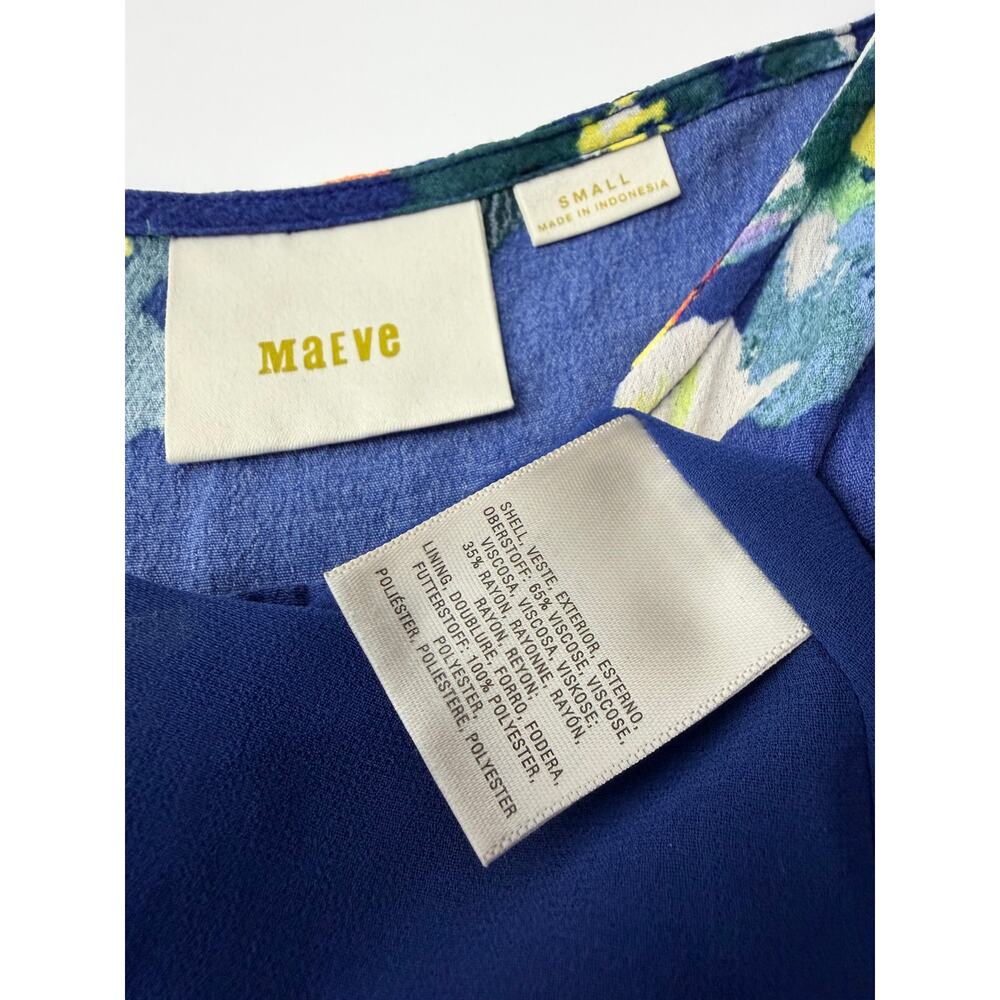 Maeve Floral Dress Women Small Blue Sleeveless Smocked Waist Pockets - Picture 3 of 11